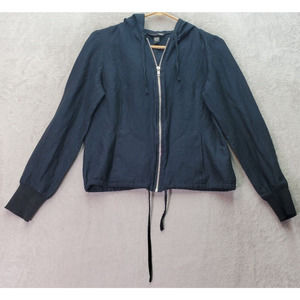 H&M Jacket Womens Size 6 Black Pockets Long Sleeve Hooded Drawstring Full Zipper